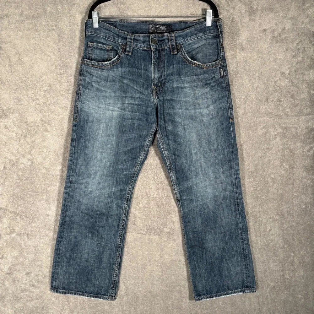Silver Jeans Co Gordie Jeans‎ Mens Fit 34x28 Loose Fit Straight Leg Blue Denim